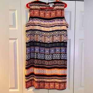 Artisan NY Sleeveless Patterned Dress Navy Orange 12